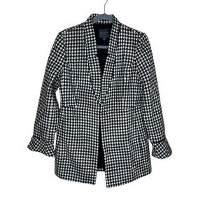 The Limited Houndstooth Blazer Longline Black White Check Size 8 Career